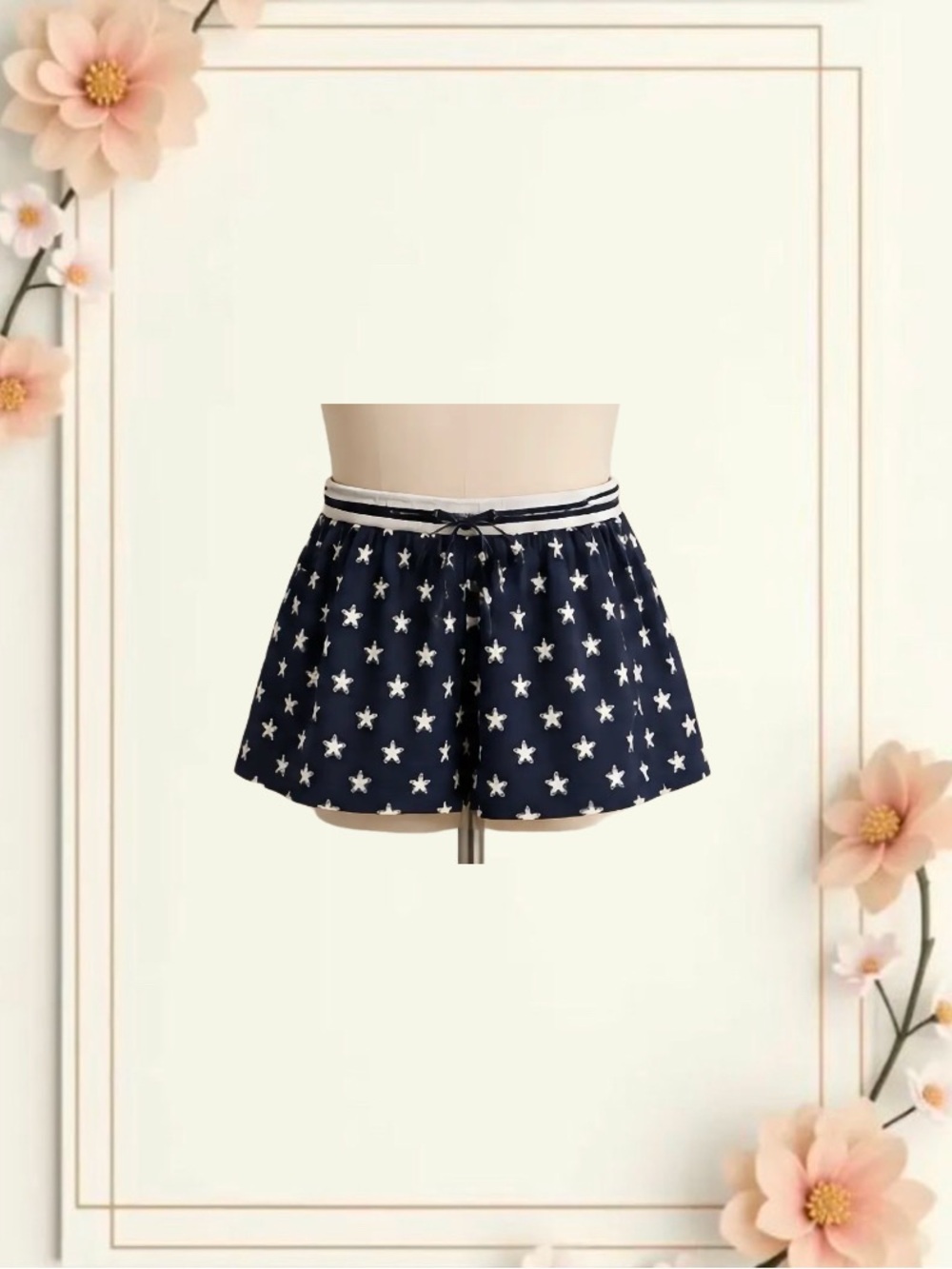 NWT Navy Star Skirt with Striped Waistband